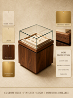 Vitrine de présentation de bijoux en bois personnalisée avec couvercle en verre, présentoir sur piédestal pour magasin de bijoux, vente en gros