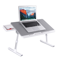Table de lit pliable multifonctionnelle Aldi, bureau portable pour ordinateur portable avec support, tiroir, ordinateur et livres, angle réglable