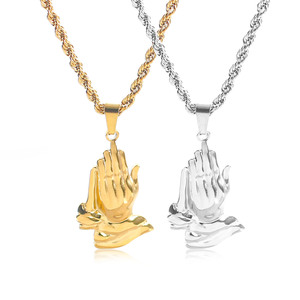 Collier avec pendentif personnalisé en acier inoxydable représentant des mains en prière, Jésus chrétien, pour la prière, la foi, cadeau spirituel - Product Image 5