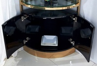 Meuble à vin moderne en métal triangulaire avec grand rangement en verre, buffet de luxe doré, table d'appoint, étagère de présentation
