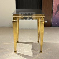 Table de bar et chaises modernes en acier inoxydable avec cadre métallique carré et plateau en verre, durables, pour usage domestique et hôtelier