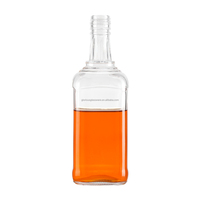 Bouteille de vodka en verre Super Flint sans plomb, carrée, à épaule surélevée, sélectionnée haut de gamme, directement de l'usine, pour spiritueux
