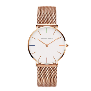 Montre HANNAH MARTIN, fabriquée en acier inoxydable, étanche, pour femme, mouvement à quartz japonais personnalisé, design minimaliste et fin. - Product Image 3