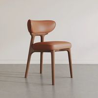 Chaise de salle à manger de luxe de haute qualité avec coussin en cuir noir et pieds en bois massif, style pour la maison et les restaurants, L006