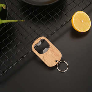 Logo gravé au laser personnalisé porte-clés en métal vierge et ouvre-bouteille de bière en bois porte-clés porte-clés ouvre-bouteille en bois - Product Image 6