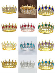 Couronne ronde baroque dorée <span class=keywords><strong>pour</strong></span> gâteau, diadème en strass, <span class=keywords><strong>pour</strong></span> fêtes de Noël, inclut des fournitures de décoration et des accessoires <span class=keywords><strong>pour</strong></span> bouquets - Product Image 5