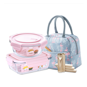 Offre Spéciale 2pcs boîte à <span class=keywords><strong>lunch</strong></span> bento <span class=keywords><strong>en</strong></span> <span class=keywords><strong>verre</strong></span> pour micro-ondes <span class=keywords><strong>avec</strong></span> sac à <span class=keywords><strong>lunch</strong></span> et <span class=keywords><strong>couverts</strong></span> - Product Image 1