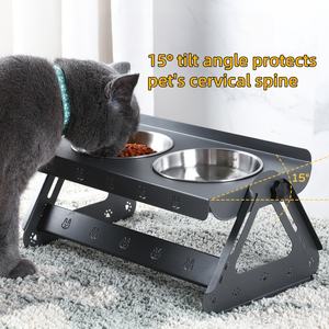 2 paslanmaz çelik kaseler ile 2025 yeni yükseltilmiş köpek kase <span class=keywords><strong>stand</strong></span>ı ayarlanabilir yükseklik 15 ° eğimli gıda besleme yükseltilmiş kedi çanaklar - Product Image 3