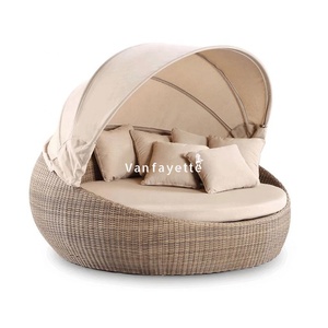 Tutti di Vimini Daybed Mobili da Giardino Letto Rotondo Solarium con Baldacchino Spiaggia Solarium Spiaggia Daybed - Product Image 2