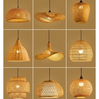 Lampes suspendues Bambou Led Plafonniers En Gros Bambou Tissage Lustre Rotin Suspension pour Restaurant