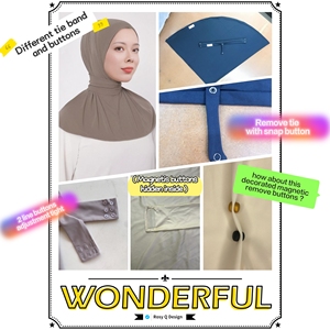 Hiyab Étnico Islámico, Transpirable, de Jersey Premium, Personalizado, Gorro <span class=keywords><strong>Ninja</strong></span> Musulmán, Hiyab con Botón Trasero para Mujeres Musulmanas - Product Image 3