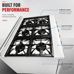 Cuisinière à gaz commerciale personnalisable à 6 brûleurs avec four, en acier inoxydable robuste, pour restaurant et hôtel - Product Image 3