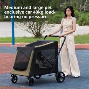 45kg Trọng lượng nhẹ lớn không gian lưu trữ <span class=keywords><strong>4</strong></span>-bánh xe thép carbon vật nuôi xe đẩy không thấm nước thoáng khí có thể gập lại Jogger giỏ hàng cho lớn hơn - Product Image 3