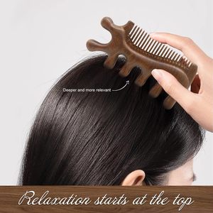 Oferta Especial: Peine Masajeador de Cuero Cabelludo <span class=keywords><strong>4</strong></span> en 1 de Sándalo Gua Sha, Herramienta Manual para Masaje de Cabeza para el Crecimiento del Cabello - Product Image 4