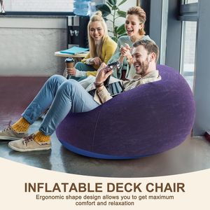 Comfortable Inflatable Lounger Air Inflatable <b>Sofa</b> Fabric Air <b>Sofa</b> Chair Single Lazy Air <b>Sofa</b> - Product Image 5