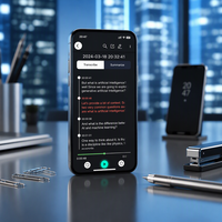 Enregistreur vocal IA 64 Go avec contrôle par application, enregistrement WAV et prise de notes, mémo vocal numérique USB avec construction métallique pour réunions, appels et conférences