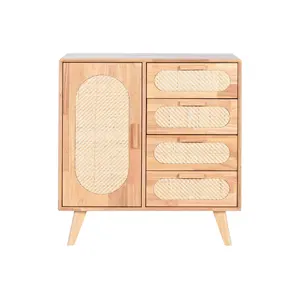 Buffet <b>Sideboard</b> Rubberwood <b>Rattan</b> 73.5x35x78cm Natural - Product Image 5