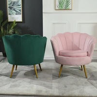Moderner Einzelsessel Blumen-Samt-Sessel Moderner Freizeit-Einzelsofa-Stuhl Wohnzimmer-Holzmöbel