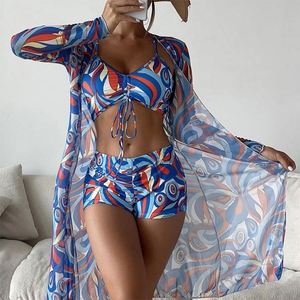 Blusa de playa al por mayor, estampada, para vacaciones, cárdigan para tomar el sol, vestido tipo pareo bohemio, traje de baño, ropa de playa - Product Image 3