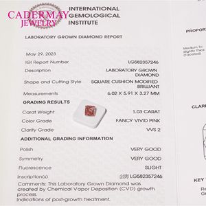 Cadermay Jewelry Pink Princess Cut Lab Grown Diamond 1ct 2ct 3ct For Jewelry Making - Product Image 3