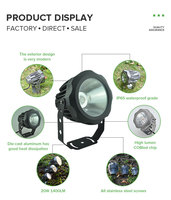 Spot à LED pour le jardin et le paysage 20W Spot à pointes IP65 Aluminium Corps en verre AC/DC Électrique pour Road Hotel 220V