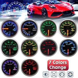 Medidor Universal de 2'' 52mm para Auto, Turbo Boost, Presión de Aceite BAR/PSI, Temperatura de Aceite/Agua, Temperatura de Transmisión, Voltaje, con LED de 7 Colores - Product Image 1