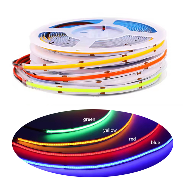 12V 24V 5M Tape Light White Flexible Light Colorful Flexible COB LED Strip for DIY Bedroom Home Under Cabinet Kitchen