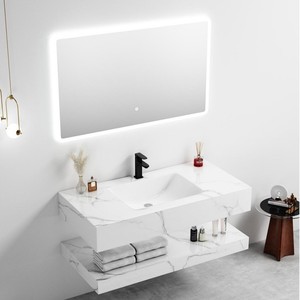 Mueble de Baño CR de Doble Capa con Acabado Blanco Brillante Estilo Fish Belly 100 - Product Image 3