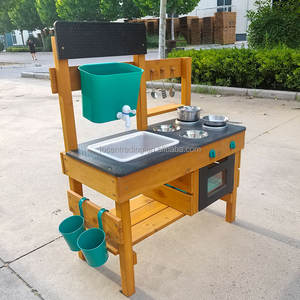 Cuisine et ensemble de jeu alimentaire en bois pour l'extérieur avec accessoires en plastique pour enfants de 3 ans et plus - pour cuisine de boue et jeux pour tout-petits - Product Image 3