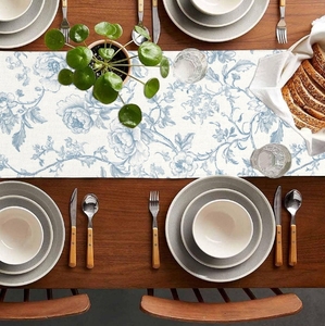 Cotton Floral Design <b>Dining</b> <b>Table</b> <b>Runner</b> Home Decoration for Wedding Event Party Use - Product Image 2