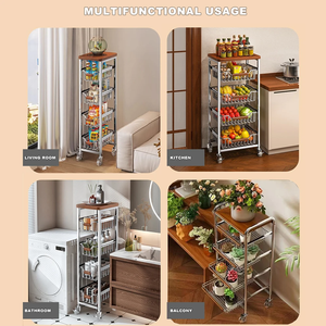 Estante de Metal giratorio de 4 pisos de 360 grados, estante de almacenamiento para sala de estar de dormitorio de varios niveles para aperitivos de frutas para uso doméstico - Product Image 5