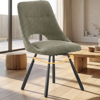Ensemble de 4 chaises de salle à manger pivotantes à 360°, tissu imitation cachemire, pieds en métal noir, salle à manger, cuisine, marron, gris