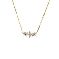 925 Sterling Silber Halskette 14K Goldfarben Plattiert Drei-Blumen-Stein-Anhänger Roségold Schlüsselbein-Kette Schmuck