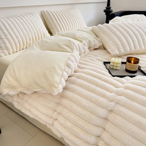 Juego de Sábanas de 4 Piezas de Felpa de Visón Blanco Puro de Estilo Nórdico, Nuevo - Product Image 3