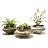 Pot de fleurs en céramique haute température de Jingdezhen, respirant, résistant à la corrosion, style Wabi-sabi, pour plantes succulentes et verdure de bureau, rustique