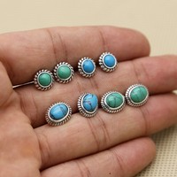 Boucles d'oreilles en argent sterling 925 avec pierre précieuse turquoise pour femmes, cadeau, bijoux de fête