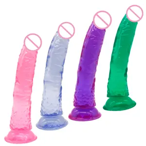 8 inch long huge soft artificial penis for woman realistic colored suction cup adult dildo without balls