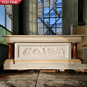 Table d'autel en marbre de pierre sculptée naturelle pour église - Product Image 5