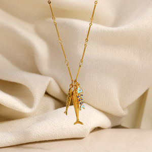 Collier en acier inoxydable, thème océan, pendentif poisson, plaqué or, chaîne de clavicule, usage quotidien, design animal - Product Image 2