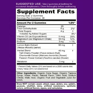 Gummies OEM 5mg pour le sommeil au mélisse, supplément botanique de <span class=keywords><strong>magnésium</strong></span> et de vitamine <span class=keywords><strong>D</strong></span>, mélatonine pour le sommeil, l'humeur et la relaxation - Product Image 2