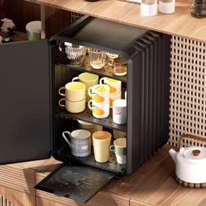 منظم تخزين الأكواب بالجملة مع رف قابل للتعديل وسعة كبيرة وصينية تصريف مغطاة، رف تخزين أكواب الشاي والقهوة من البولي ستايرين - Product Image 4