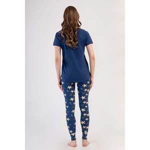 Conjunto de pijama KADIN LYC SUPREM O YAKA KISA KOL BLUZU UZUN ETEGI OVAL MANSETLI TAYT - 1193INDIGO - 1193INDIGO - Product Image 4