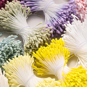 Stamine artificielle de 2 mm, couleur <span class=keywords><strong>jaune</strong></span> mat et blanc, pour la fabrication de fleurs artisanales, arrangements floraux, fleurs en papier, pistils - Product Image 6