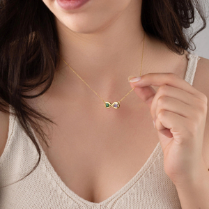 Collier tendance en acier inoxydable avec deux cœurs infinis et pierre de naissance, <span class=keywords><strong>symbole</strong></span> d'amour, cadeau de Noël pour petite amie - Product Image 5