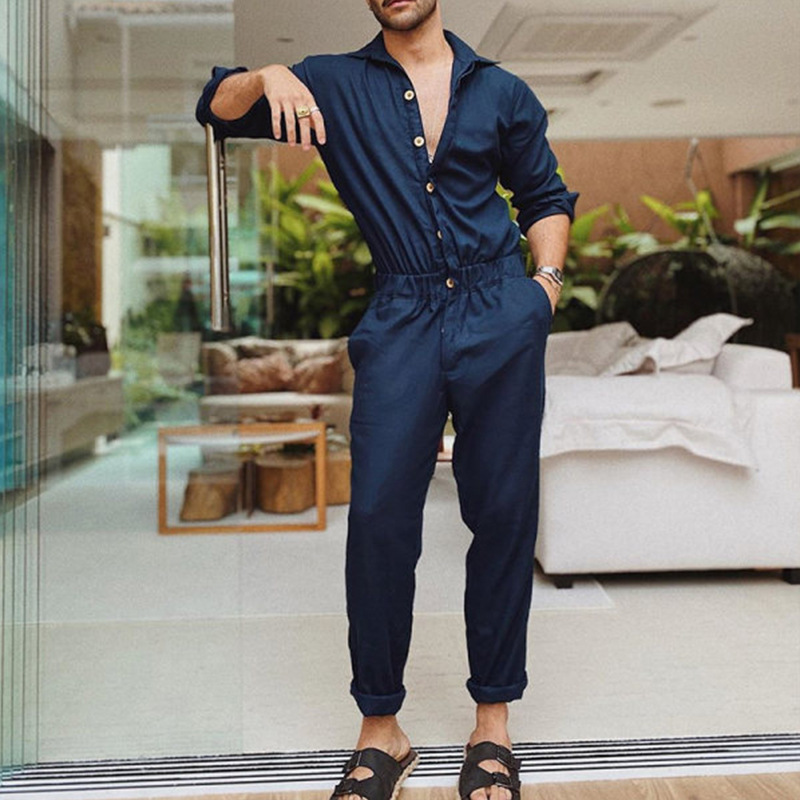 Short Sleeve Jumpsuit Mens Jumpsuit Romper Short Sleeve Mens Blue