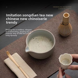 Ensemble de Cérémonie du Thé Matcha Style Ancien Naturel pour Usage Domestique – <span class=keywords><strong>Bol</strong></span> et Fouet en Céramique Kung Fu avec Support – Inspiré de la Dynastie Song - Product Image 3