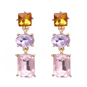 2022 fashion jewelry geometric square glass earrings fashion all kinds of accessories women's fashion earrings trend 2022