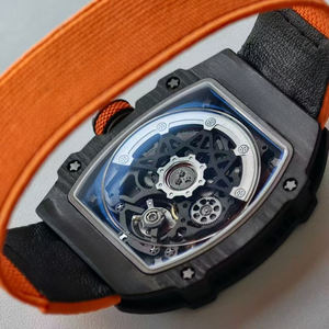 Montre automatique squelette de mode de qualité 5A, 7,8 mm, pour hommes, boîtier en fibre de carbone, montre sport avec bracelet en nylon, design personnalisé - Product Image 4