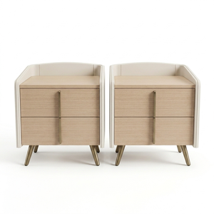 Elegante y Contemporáneo Mueble de Noche Resistente de Madera Maciza Ecológica con 2 Cajones de Almacenamiento para Dormitorio, Apartamento Pequeño, Interior de Hotel - Product Image 4