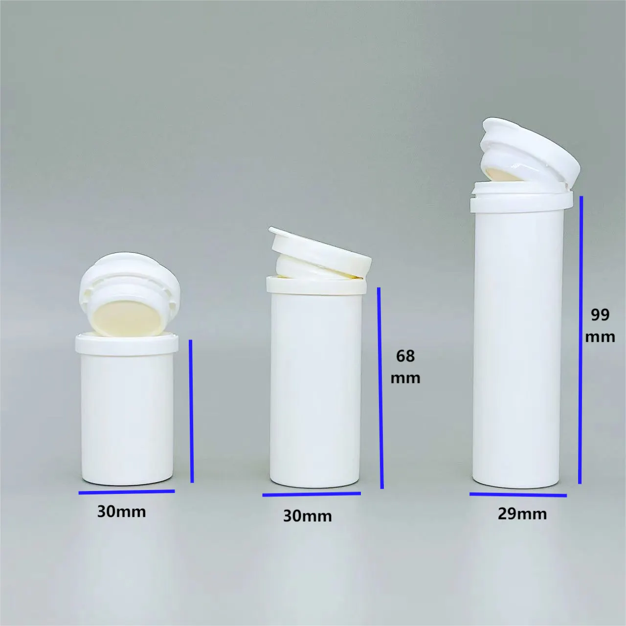 Emballage de tubes à essai en plastique pour bandes de glucose et d'urine bouteille d'emballage en papier de test de 30mm de diamètre